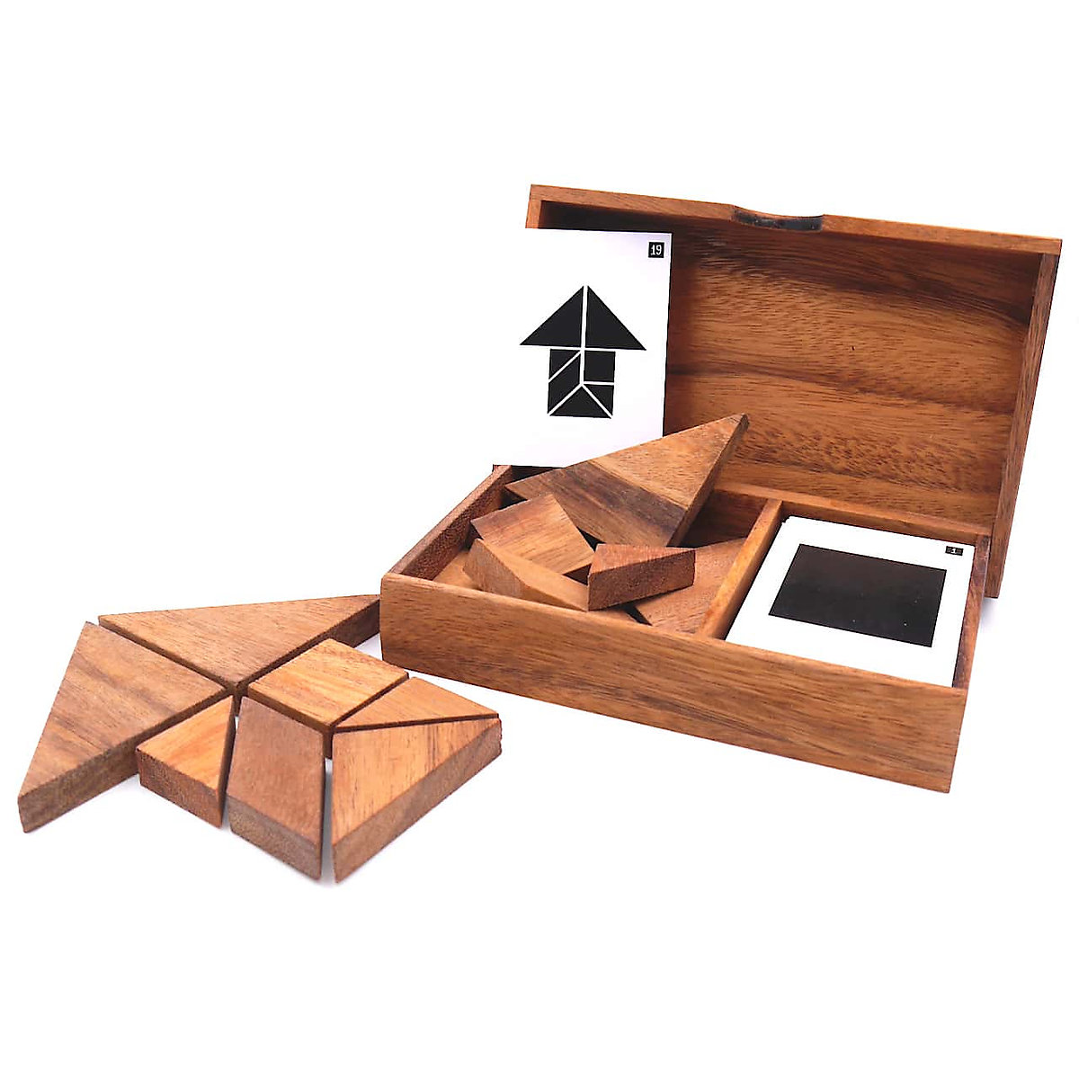 ROMBOL Doppeltangram herausfordernde Variante des Klassikers Tangram für 2 Personen aus Holz