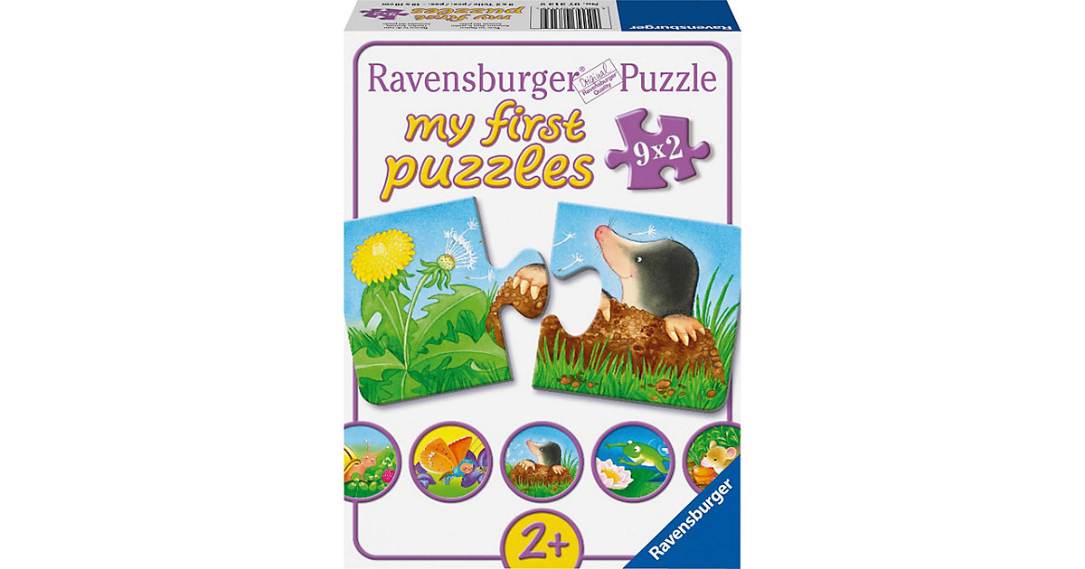 Puzzles: Ravensburger 9er Set Puzzle, je 2 Teile, 18x 10 cm, Tiere im Garten
