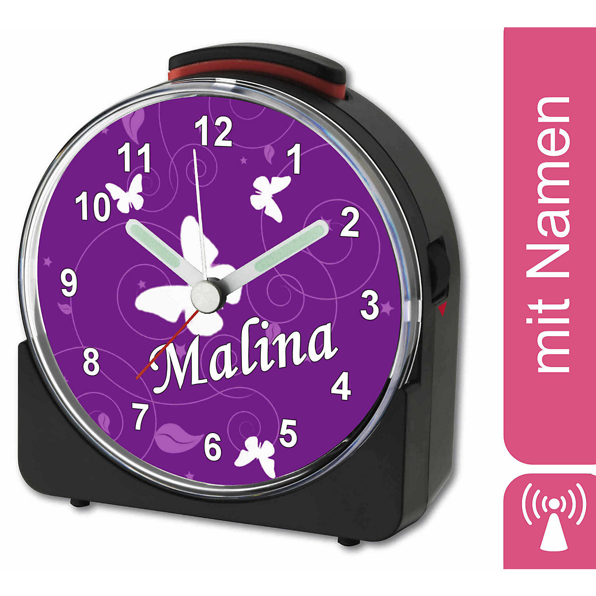 CreaDesign Kinder Funkwecker weiß personalisiert mit Namen Schmetterling CreaDesign Kinder Funkwecker weiß personalisiert mit Namen Schmetterling