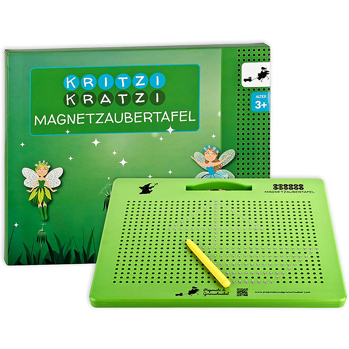 Piepmatz und Grünschnabel Magnetzeichentafel-Zauberei mit Magnetismus-Feinmotorikübung Magentzeichentafel grün