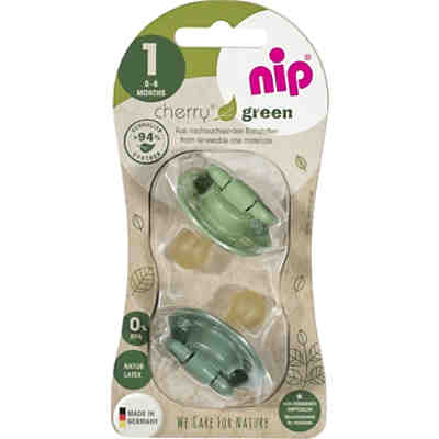 nip® Schnuller "cherry green" Latex, Größe 1 (0 - 6 Monate), grün/beige