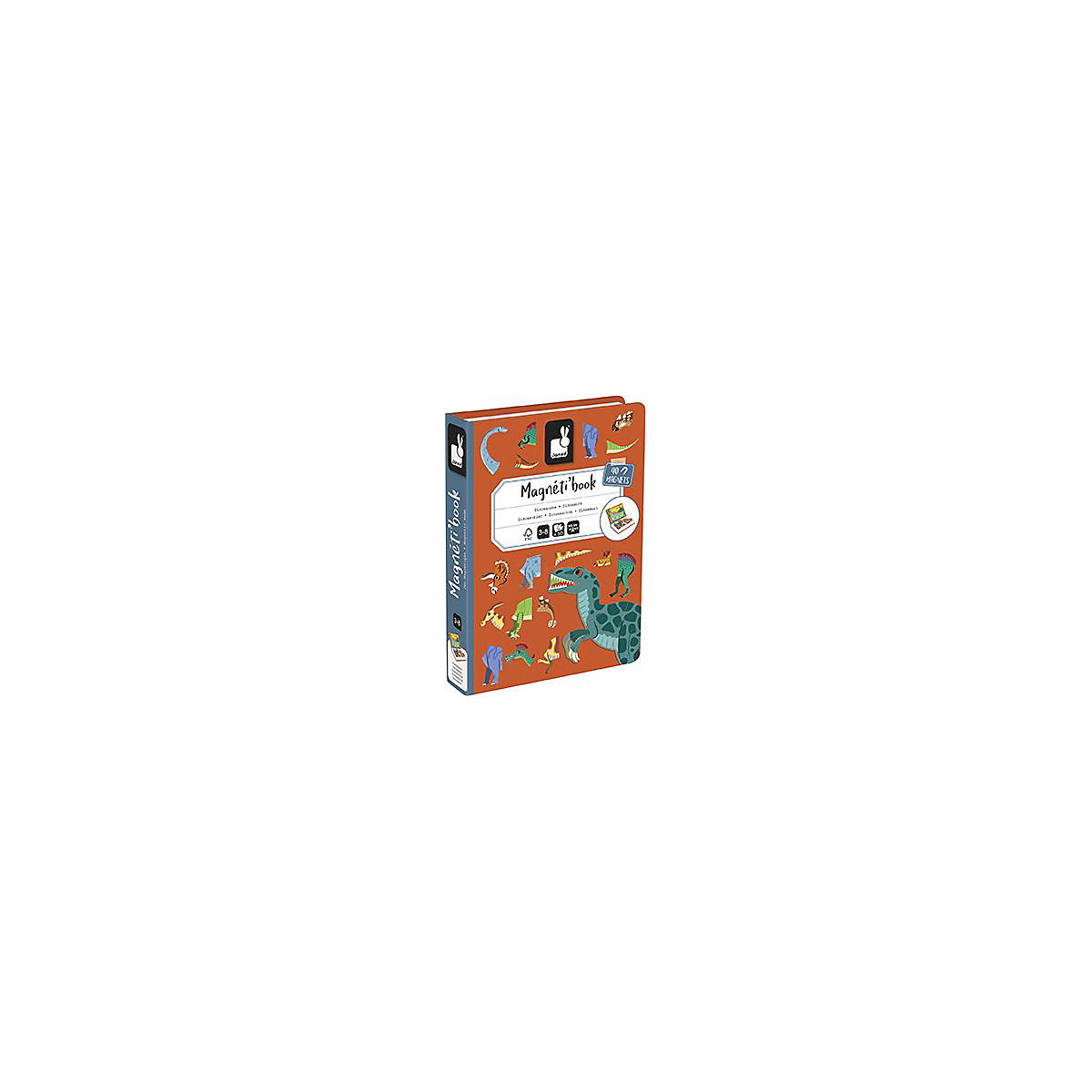 Janod J02590 Magneti'Book Dinosaurier-50-teiliges magnetisches Lernspiel-Entwicklung von Feinmotorik und Fantasie--Zertifiziert-Ab 3 Jahren