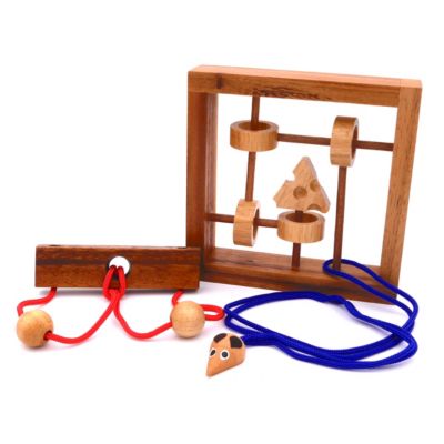 ROMBOL Seilpuzzle-Set mit unterschiedlichen kniffligen Knobelspielen für Kinder und Erwachsene