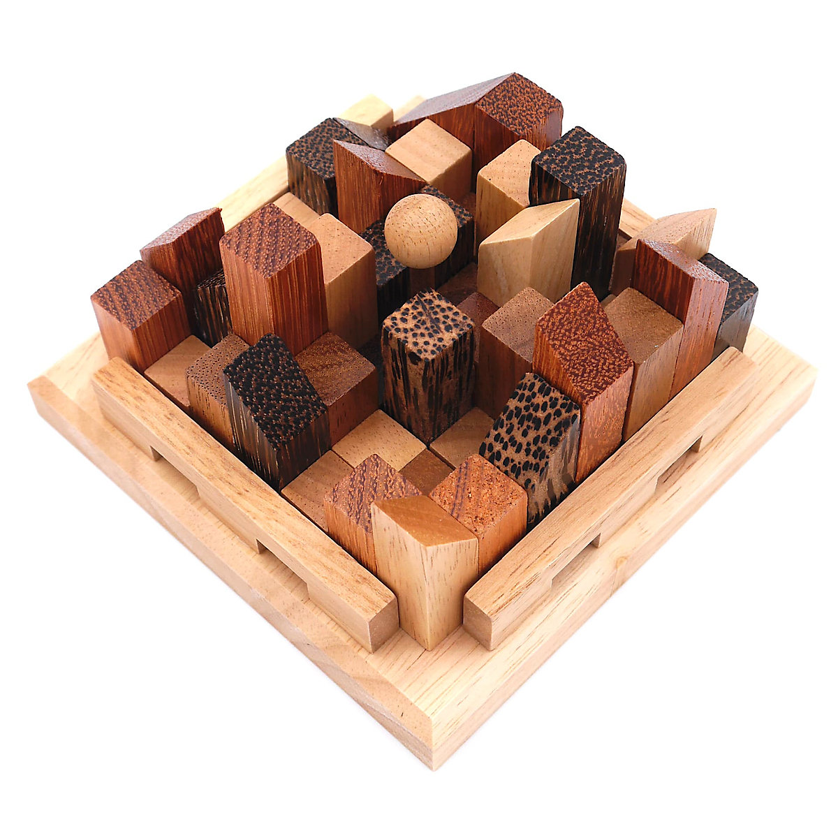 ROMBOL Stadtpuzzle variantenreiches Denkspiel für Knobel-Fans aus Holz