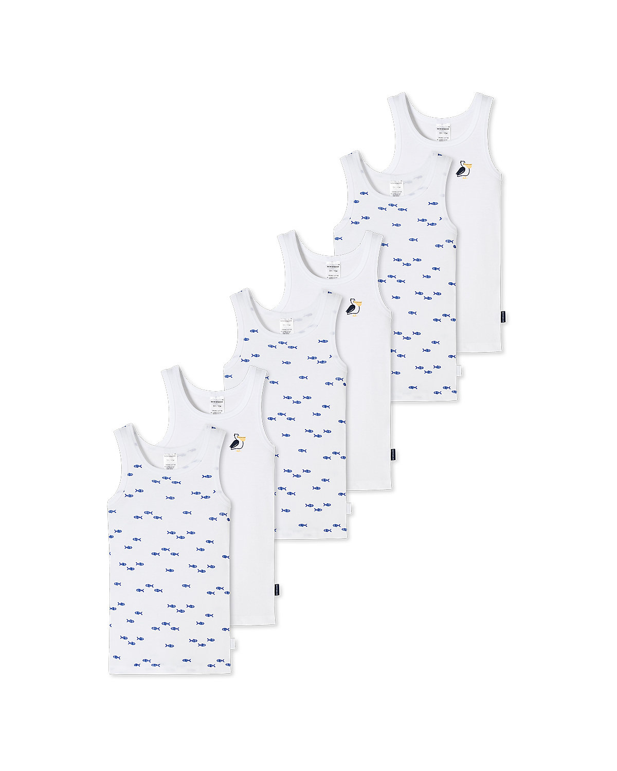 SCHIESSER Unterhemd / Tanktop 6er Pack Kids Boys Feinripp Unterhemden für Jungen
