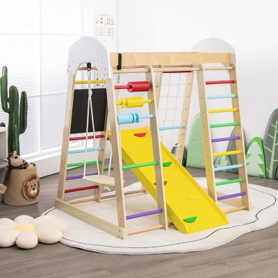 COSTWAY® Klettergerüst 8 in 1 mit Zeichentafel &amp;Schaukel