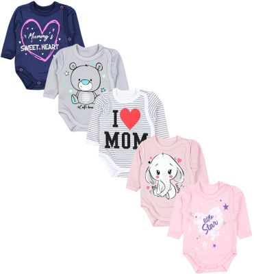 TupTam Baby Langarm Wickelbody 5er Pack für Kinder