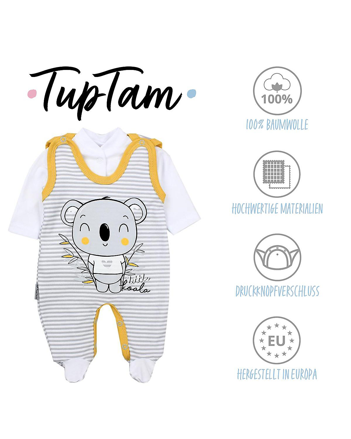 TupTam Baby Unisex Strampler-Set mit Aufdruck Spruch 2-tlg für Kinder