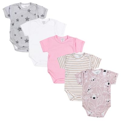 TupTam Baby Mädchen Kurzarm Wickelbody 5er Set für Mädchen