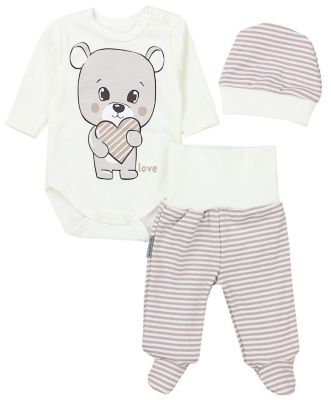 TupTam Baby Bekleidungsset Langarmbody Hose Mütze3 teilig für Kinder