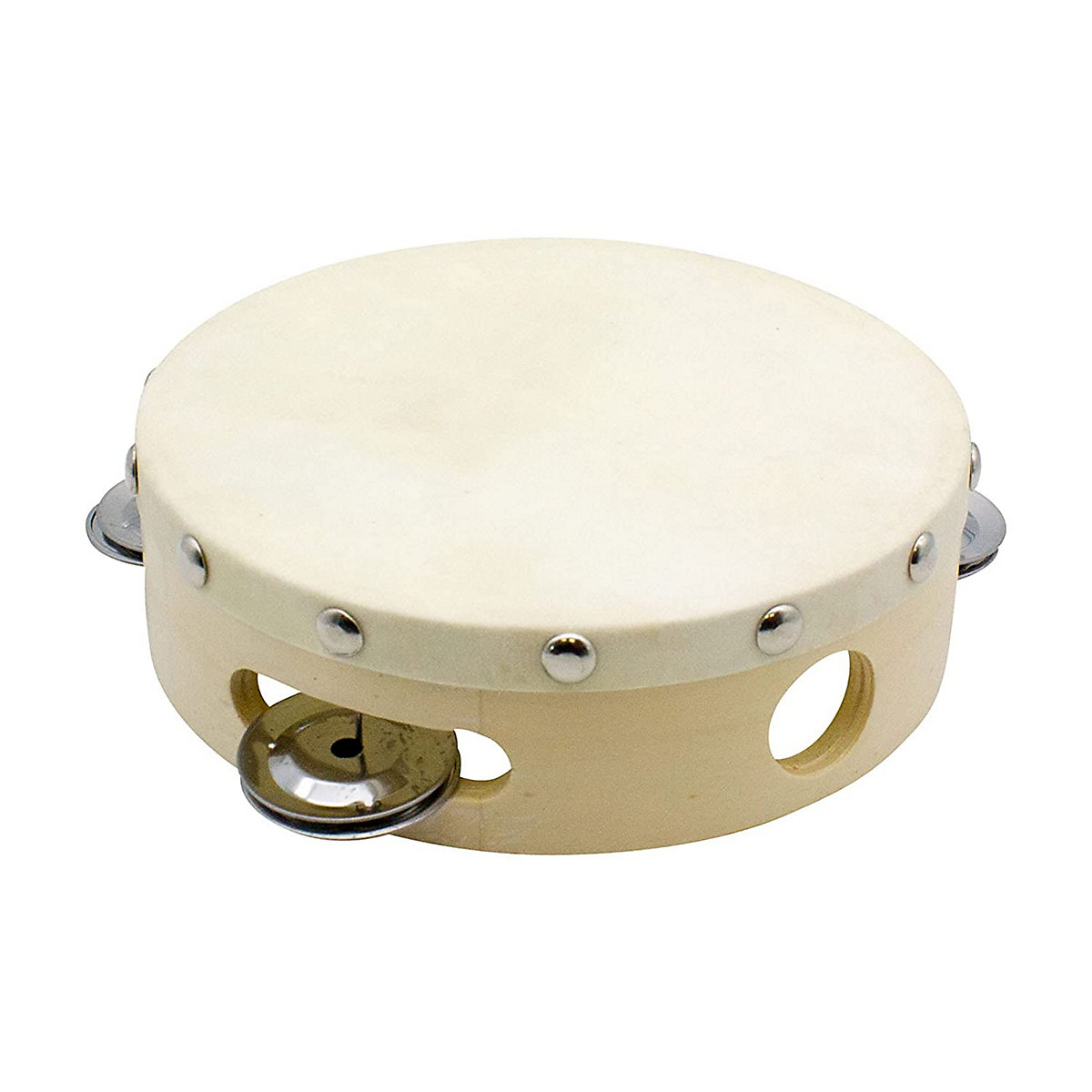 GICO Tamburin Handtrommel Musikinstrument für Kinder D: 15 cm aus Holz mit 4 Schellen 3832