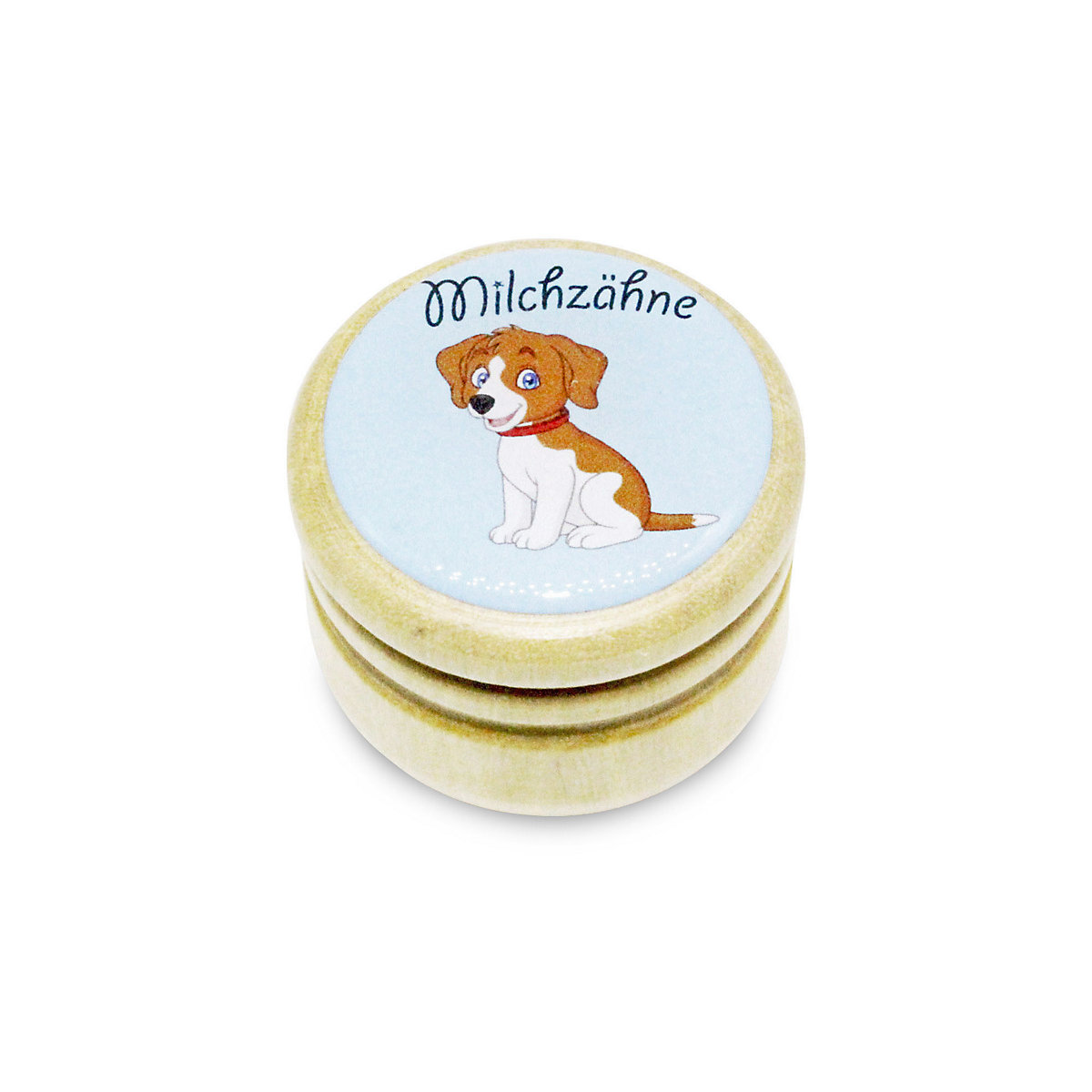 GICO Milchzahndose Hund Zahndose Milchzähne Bilderdose aus Holz mit Drehverschluss 44 mm ( Hund )- 7018