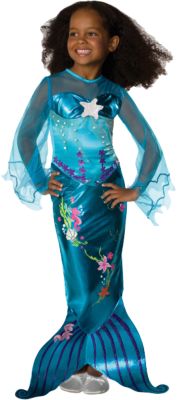 WOW FASCHING Meerjungfrau Kostüm Kinder Faschingskostüm Mädchen Kleid blau 