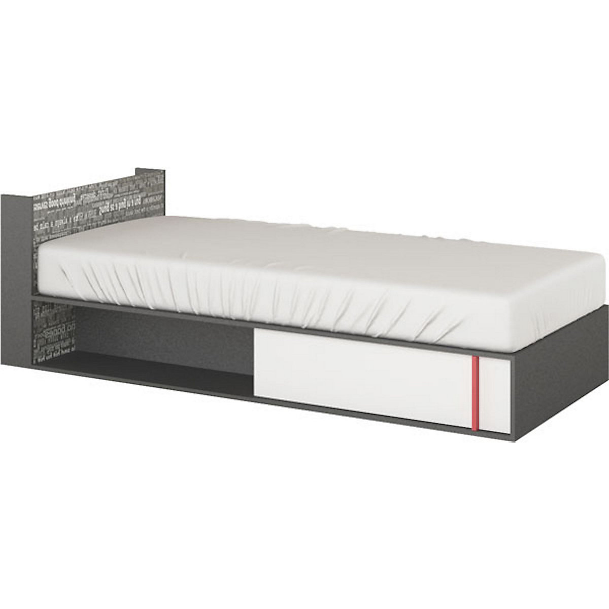 Feldmann-Wohnen Bett Philosophy Einzelbett 90x200cm mit Schrift Print