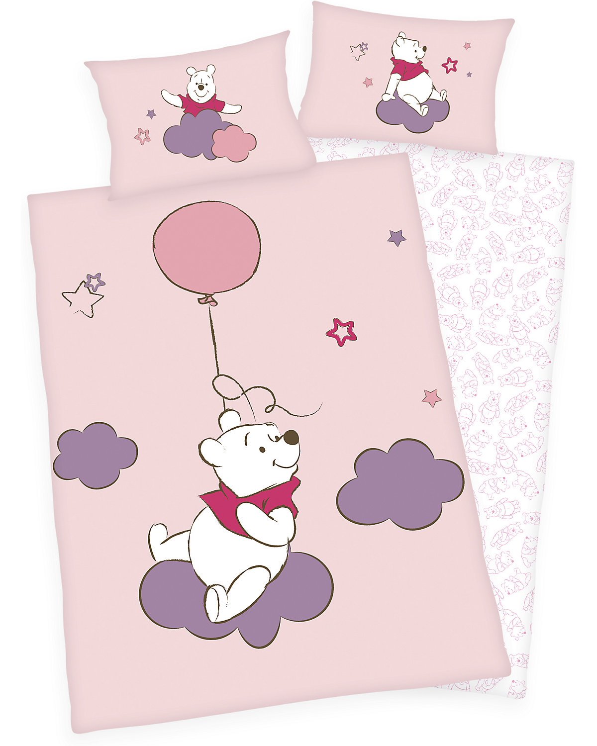 Disneys Winnie Pooh Baby Bettwäsche Renforcé 100x135+40x60cm rosa