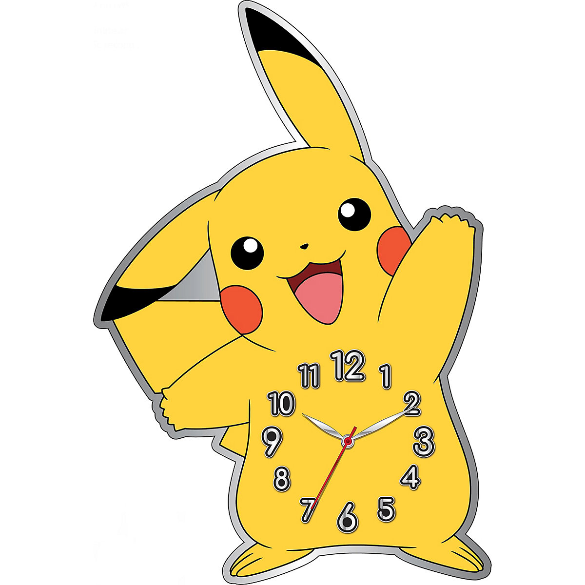 Accutime Kinder Wanduhr aus Metall mit Pikachu (gelb)