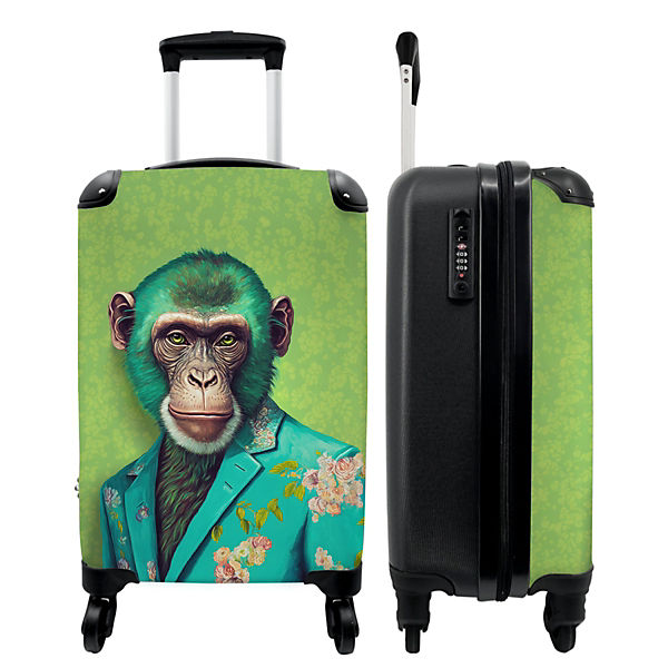 Kinderkoffer - Trolley - handgepäck - Affe - Colbert - Blumen - Neon - Porträt