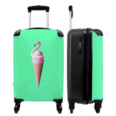 Kinderkoffer - Trolley - handgepäck - Eistüten - Eiscreme - Flamingo - Grün