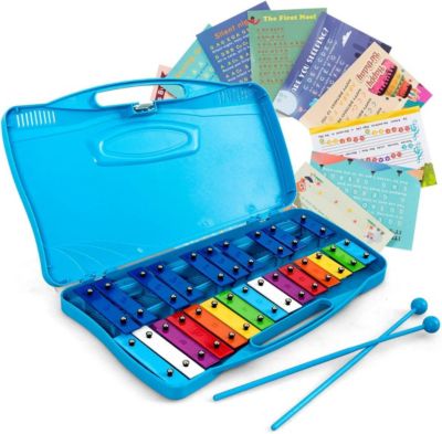 Xylophon Set 25 Noten Glockenspiel mit 12 AlphabetNoteblatt, COSTWAY