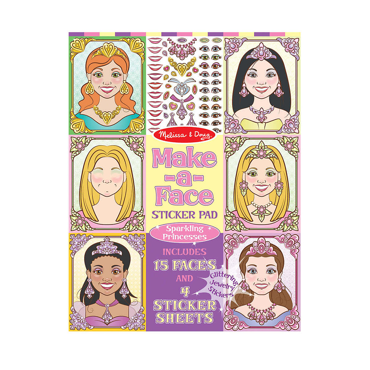 Melissa & Doug Stickerblock Gestalte ein Prinzessinnengesicht (180 Sticker)