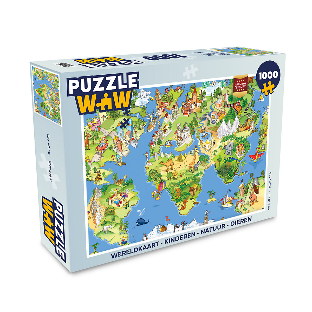 MuchoWow Puzzle 1000 Teile Weltkarte Natur Tiere