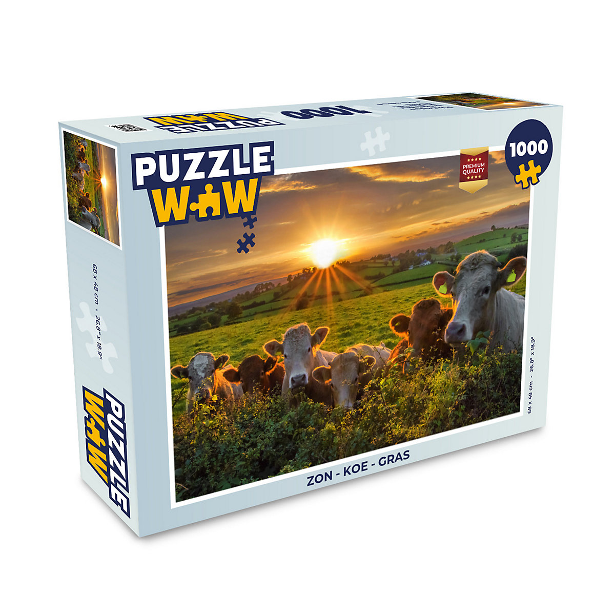 MuchoWow Puzzle 1000 Teile Sonne Kuh Gras Tiere