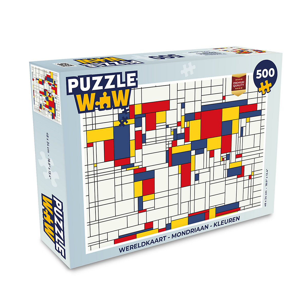 MuchoWow Puzzle 500 Teile Weltkarte Piet Mondrian Farbig GU8763