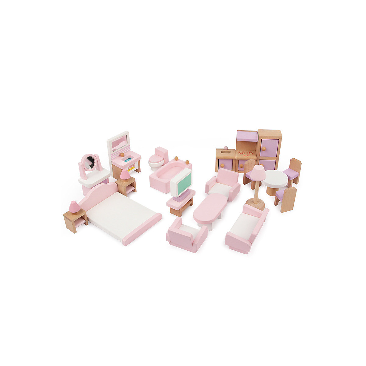 Epik Kinderspielhaus Möbel Spielzeug 22 STÜCKE kleine rosafarbene Möbel