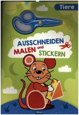 Image of Buch - Trötsch Bastelbuch mit Schere Ausschneiden, Malen und Stickern Tiere