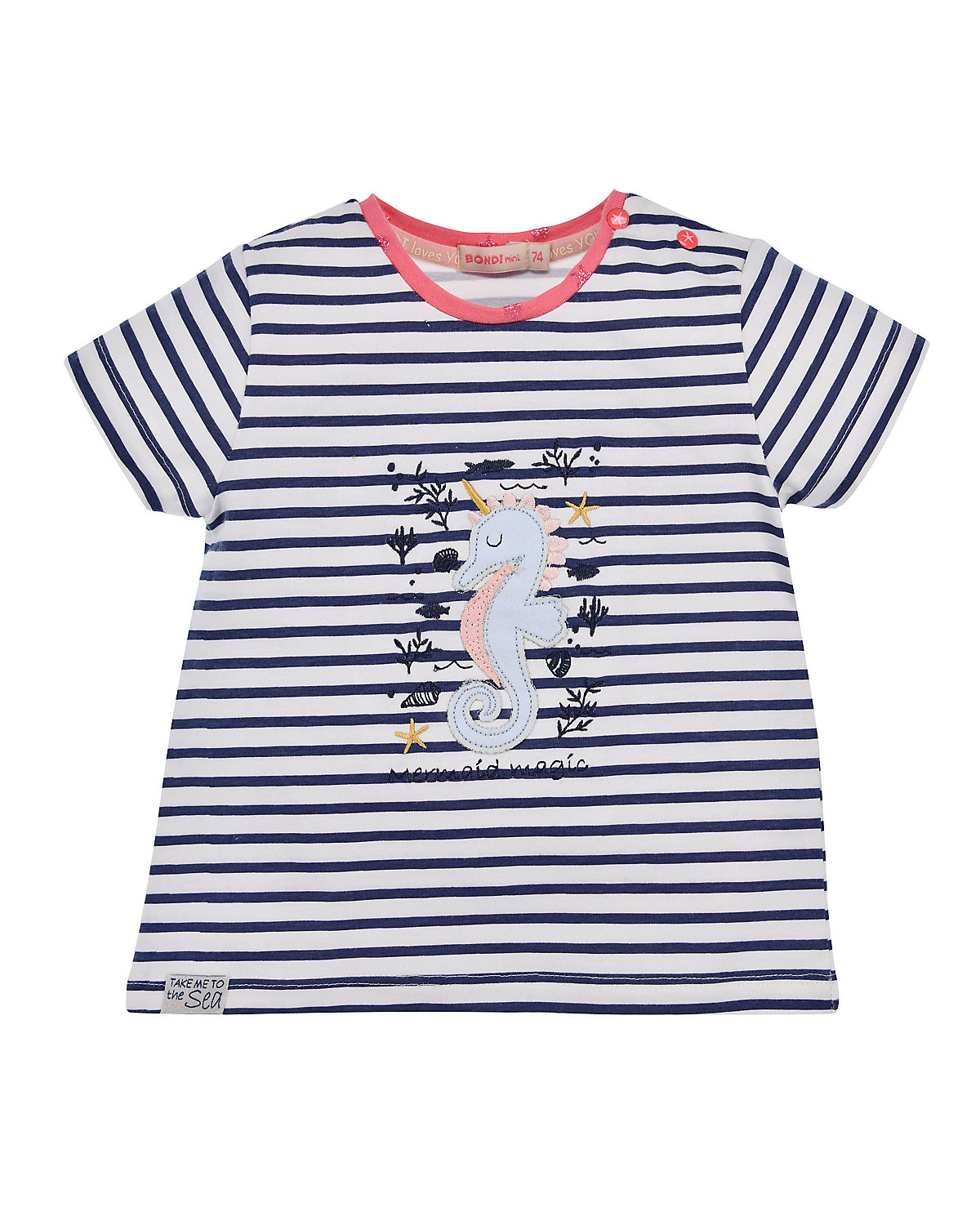 BONDI Kids T-Shirt halbarm geringelt 'Seepferd' für Mädchen