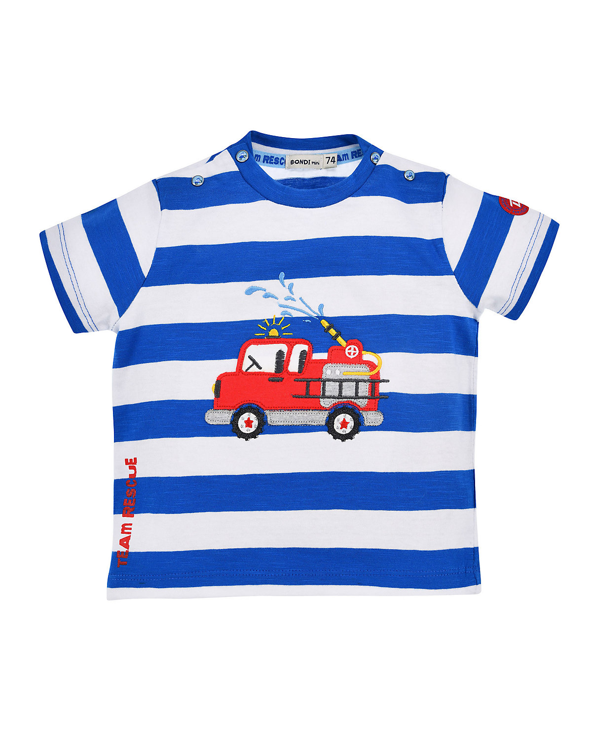 BONDI Kids T-Shirt halbarm geringelt 'Feuerwehr' für Jungen