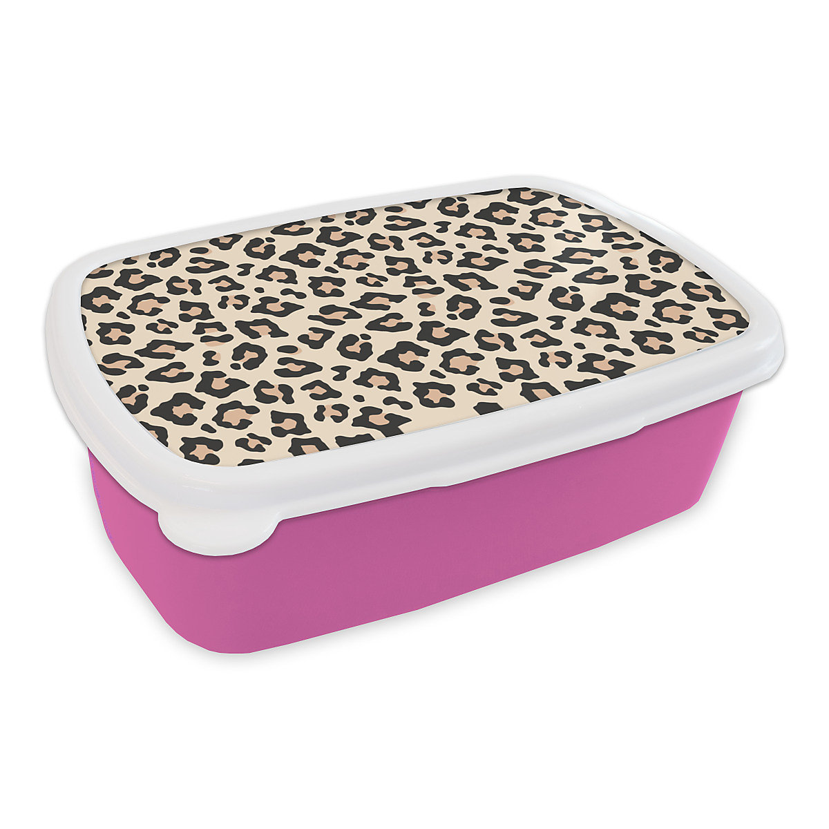 MuchoWow Lunchbox Brotdose Muster Panther Rosa weiß Tiere