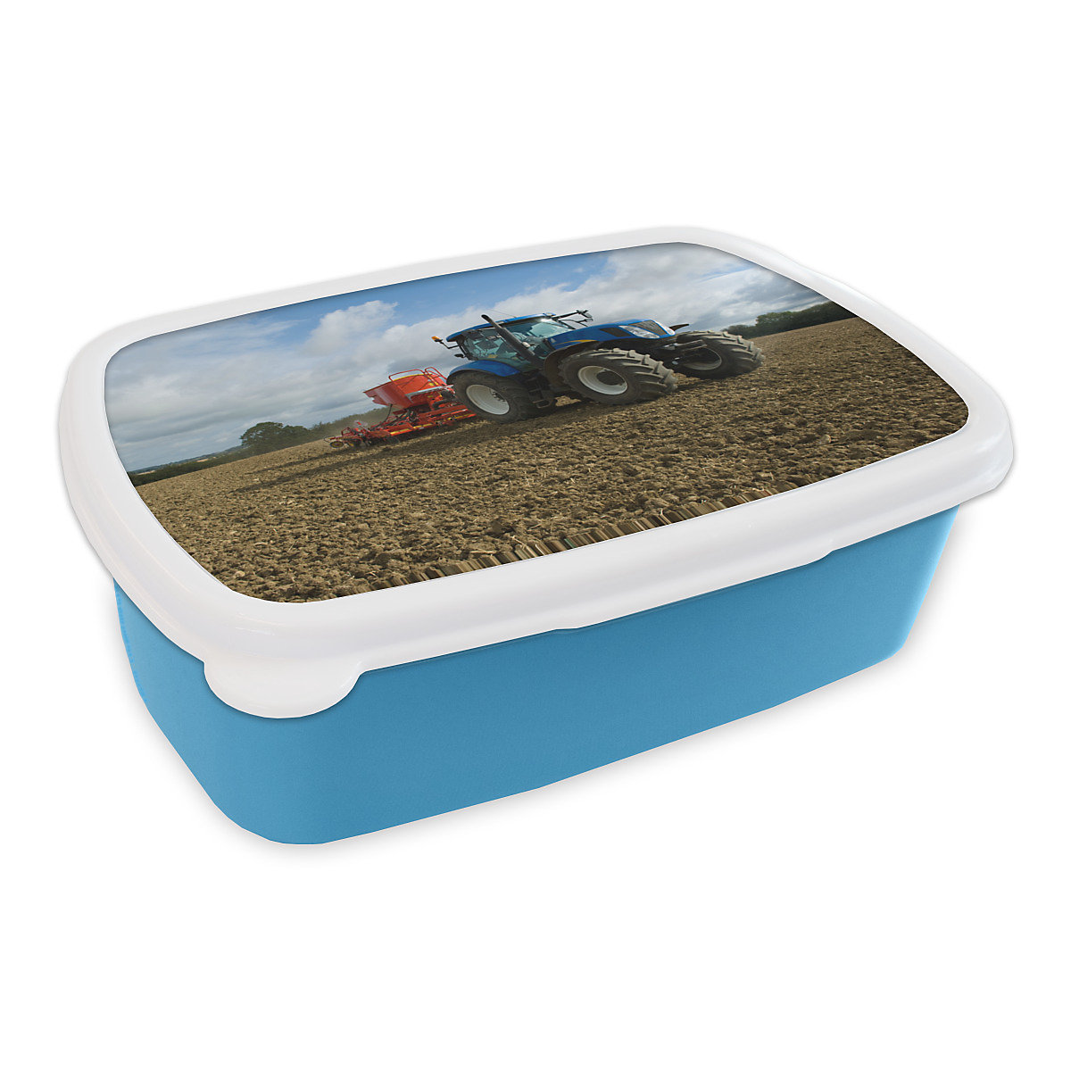 MuchoWow Lunchbox Brotdose Traktor Blau New Holland