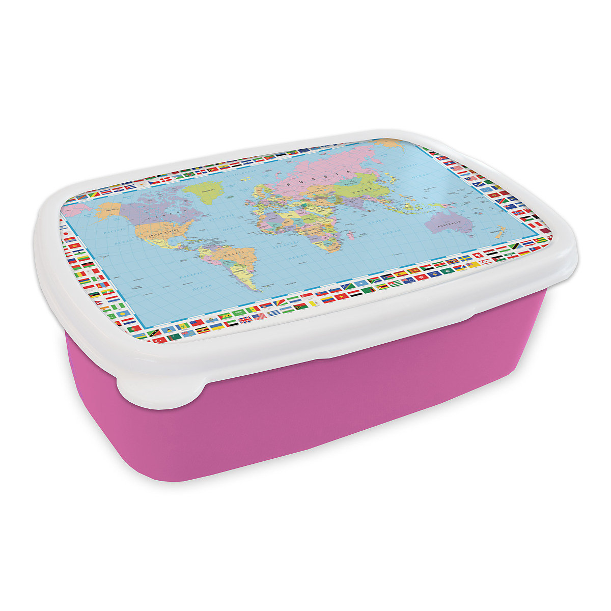 MuchoWow Lunchbox Brotdose Welt Karte Farben