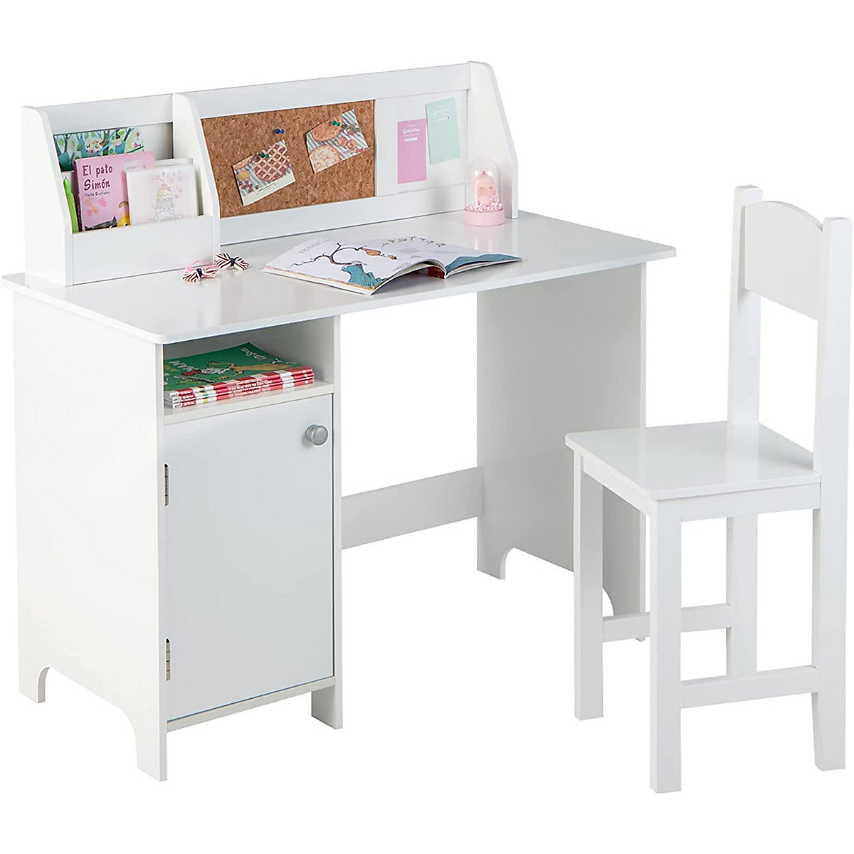 COSTWAY® Schreibtisch mit Stuhl & Pinnwand & Bücherregal ab 3 Jahren