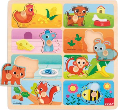 Image of Goula 53041 - Holzpuzzle Lieblingsessen, Tiere, Holz, 8-teilig