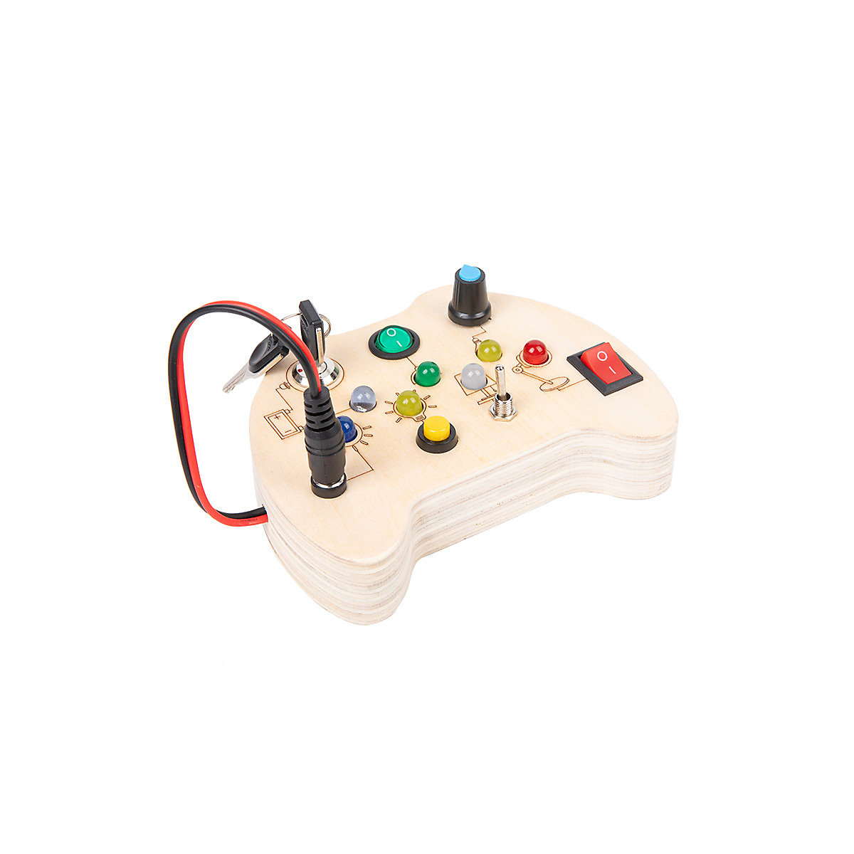 Syntek Lernspielzeug für die frühkindliche Bildung Hölzerner LED-Schalter Physikalische elektronische Tafel Kinder Früherziehung Lernspielzeug