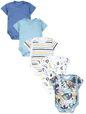 TupTam Baby Jungen Kurzarm Wickelbody 5er Set für Jungen
