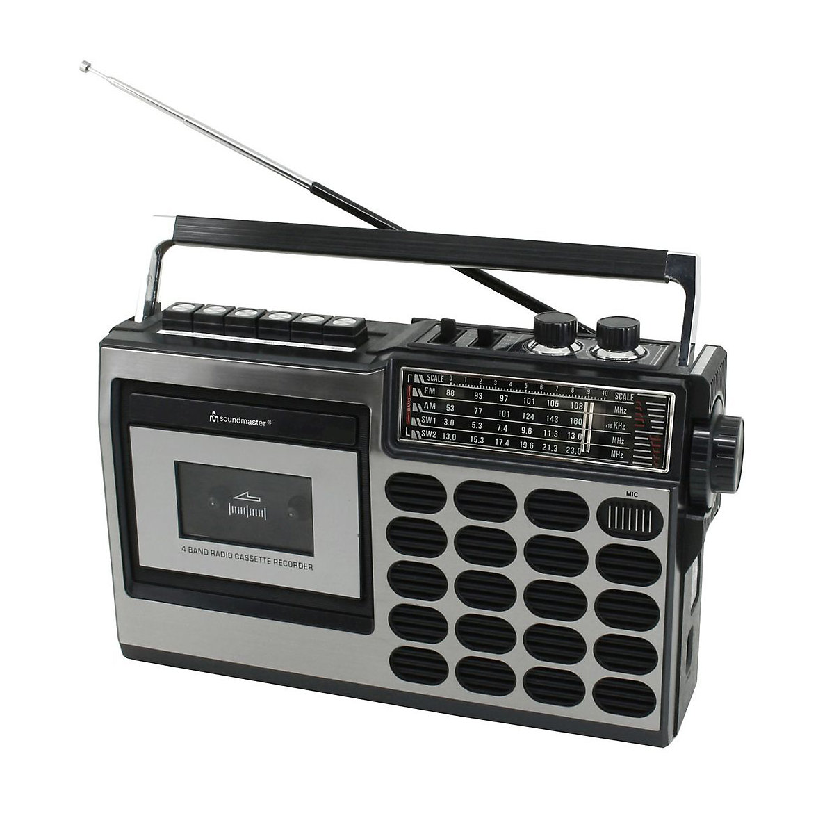 soundmaster RR18SW Retro Radio Kassetten Rekorder mit USB/SD Aufnahme