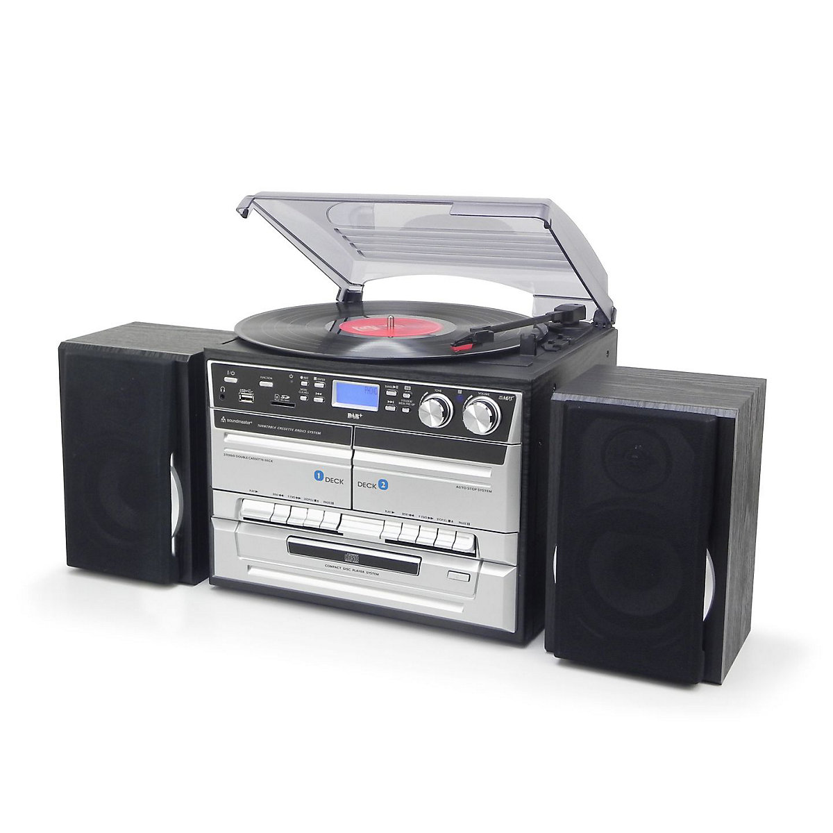 soundmaster MCD5550SW DAB+ Doppelkassette Bluetooth CD MP3 Plattenspieler USB Encoding Digitalisierung