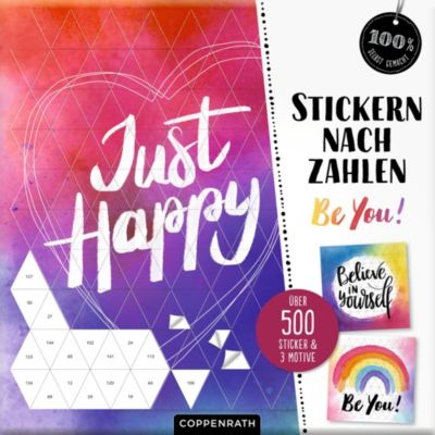 Image of Stickern nach Zahlen Be You Believe in yourself regenbogen
