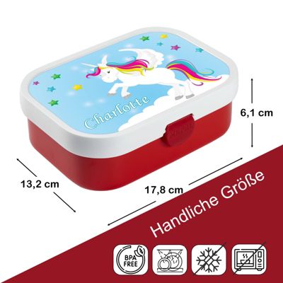 CreaDesign Brotdose Mepal Kinder mit Fächern mit Name personalisiert Einhorn blau NX10831