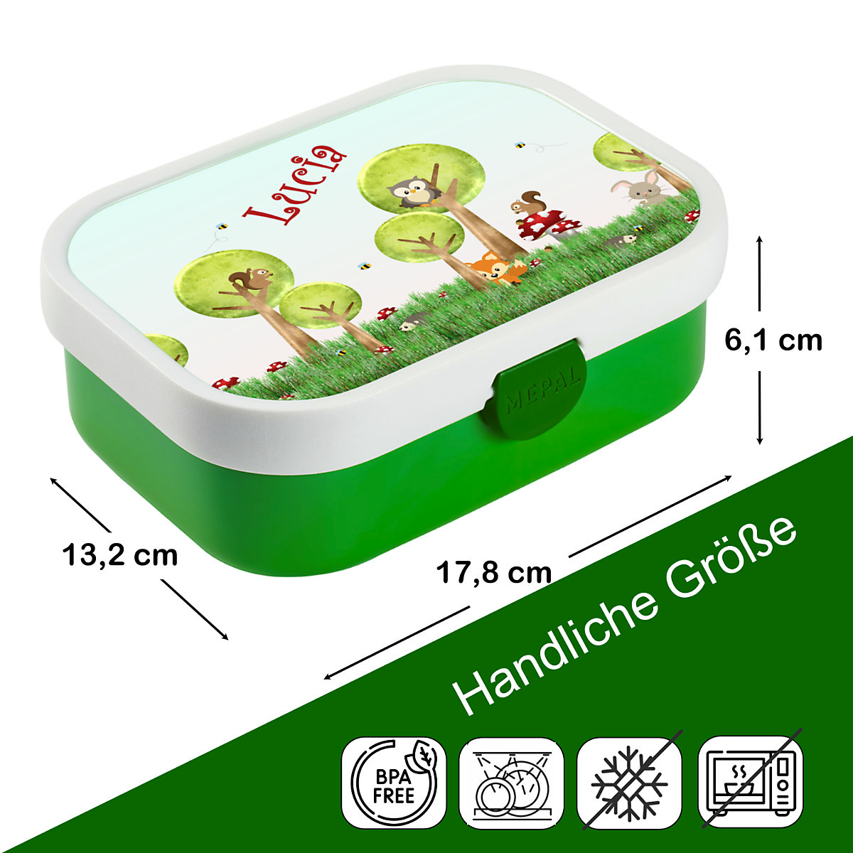 CreaDesign Brotdose Mepal Kinder mit Fächern mit Name personalisiert Waldtiere GV11105