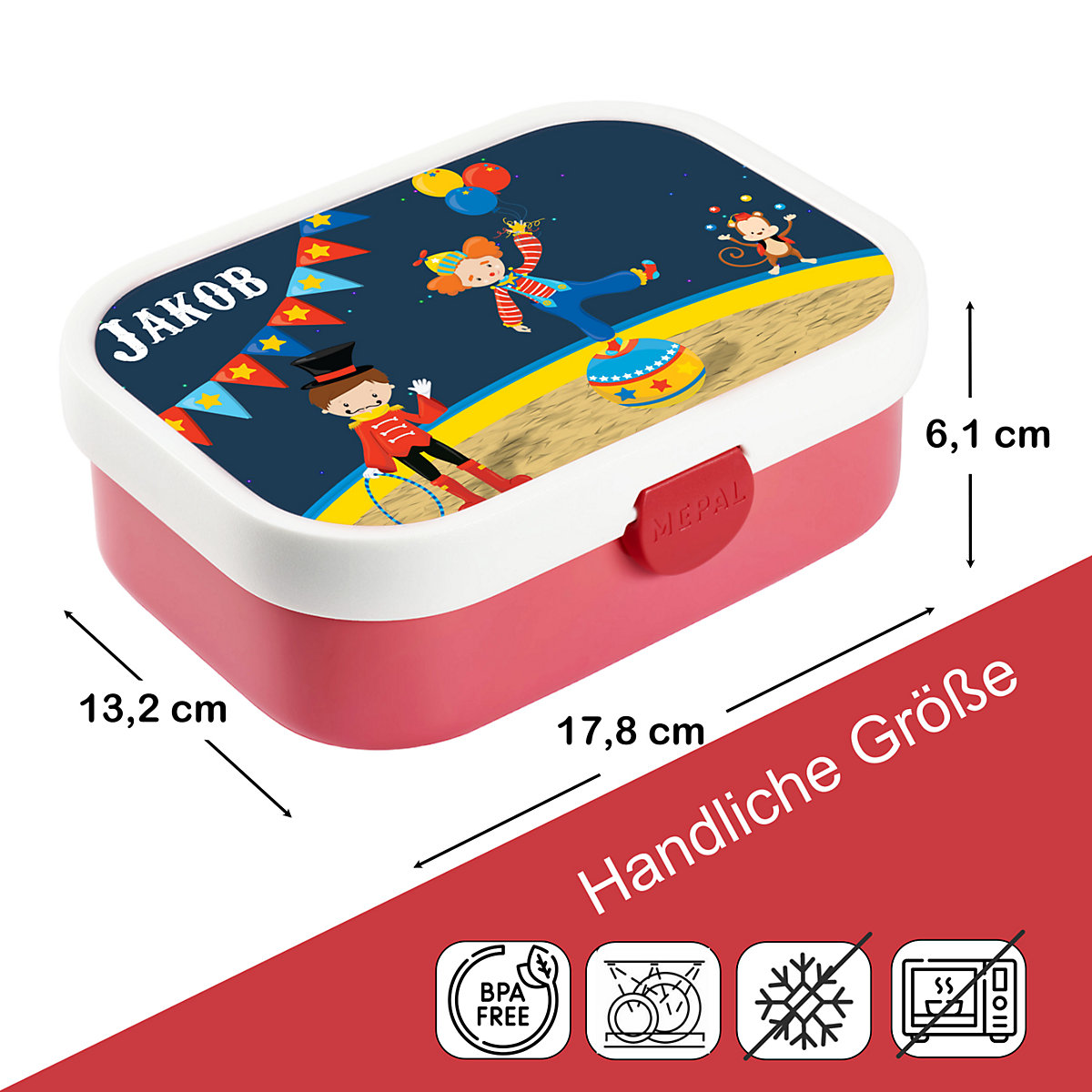 CreaDesign Brotdose Mepal Kinder mit Fächern mit Name personalisiert Zirkus RI10436
