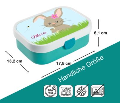 CreaDesign Brotdose Mepal Kinder mit Fächern mit Name personalisiert Hase RI10178