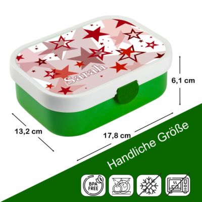 CreaDesign Brotdose Mepal Kinder mit Fächern mit Name personalisiert Sterne rot GV11195