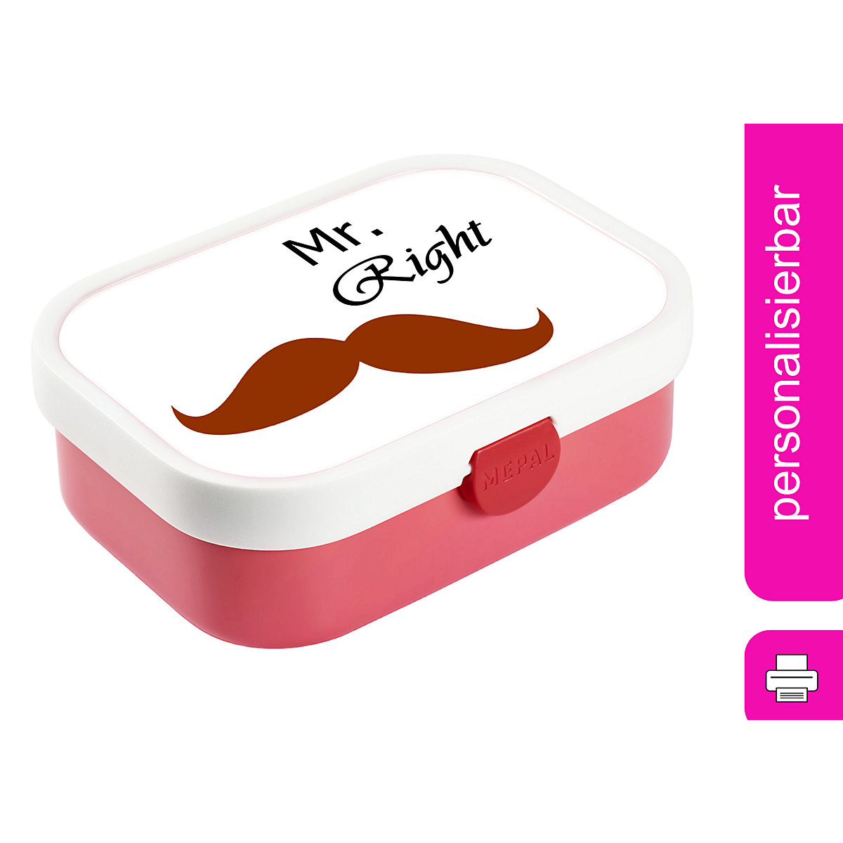 CreaDesign Brotdose Mepal Kinder mit Fächern mit Name personalisiert Bart mustache