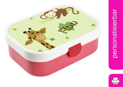 CreaDesign Brotdose Mepal Kinder mit Fächern mit Name personalisiert Giraffe Affe
