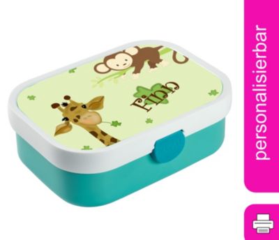 CreaDesign Brotdose Mepal Kinder mit Fächern mit Name personalisiert Giraffe Affe