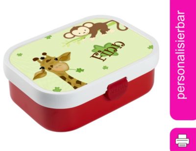 CreaDesign Brotdose Mepal Kinder mit Fächern mit Name personalisiert Giraffe Affe